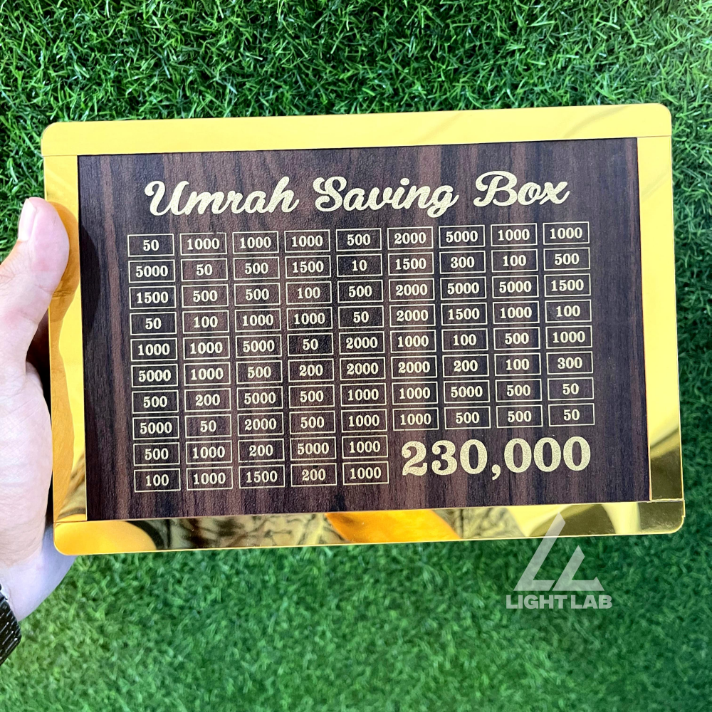 Umrah Saving Box | Islamic Wooden Money Box for Goal Setting by Light Lab Saving Box