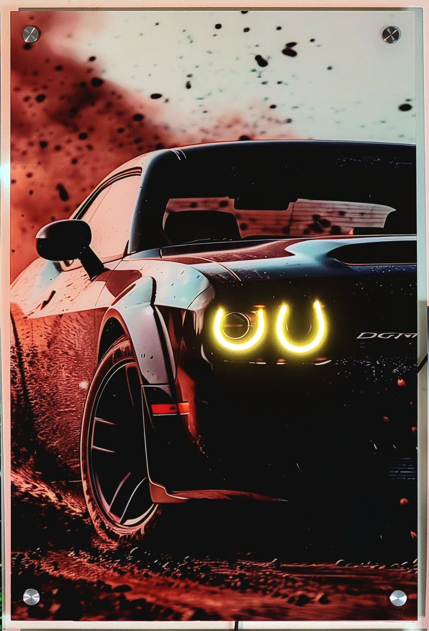 Dodge UV Neon Car Poster Acrylic Glass