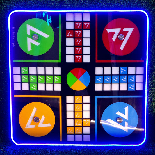 Blue Neon Premium Acrylic Glass Shinny Ludo