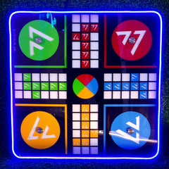 Blue Neon Premium Acrylic Glass Shinny Ludo