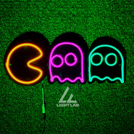 Neon Pac-Man Sign – Retro LED Wall Art for Gamers, Rooms & Arcades | LIGHT LAB