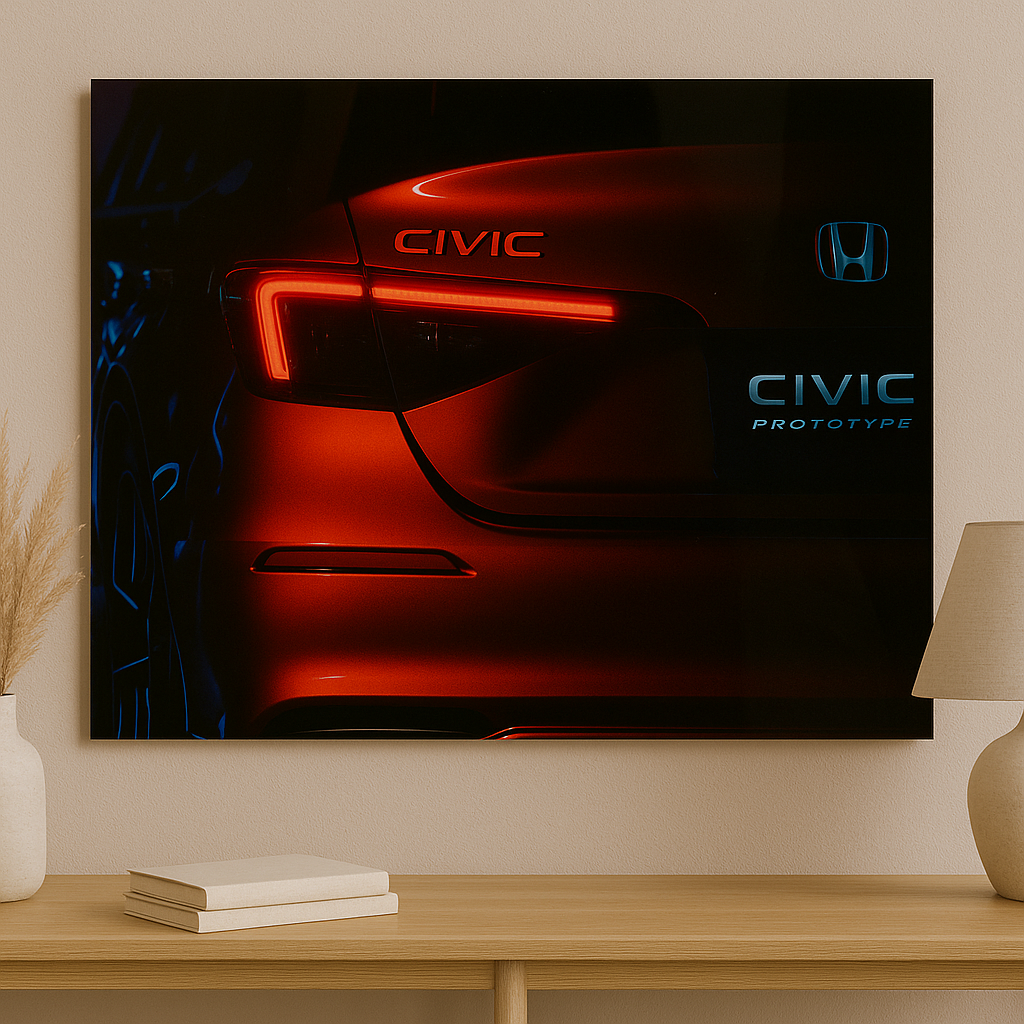Honda Civic Neon Car Poster
