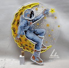 Astronaut on Moon Neon Sign – Space LED Wall Art for Bedrooms second image