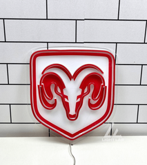 Dodge Logo Neon LED Sign – UV Printed Garage & Man Cave Decor | Custom Neon Light for Car Lovers second image