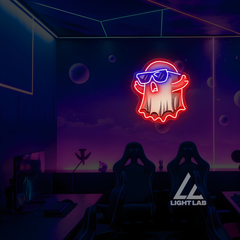 Ghostly Glow Neon Sign – Trendy UV Printed LED Ghost Neon Light for Home or Party Decor