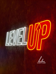 Level Up Neon Sign – UV Printed LED Light for Game Room or Home Decor