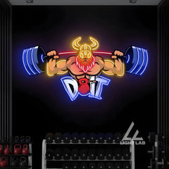 Barbell Neon Sign – LED Gym Wall Decor for Home or Game Room