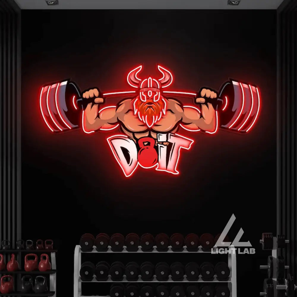 Lifting Barbell LED Neon Sign Gym Game Room Decor Sign UV Neon