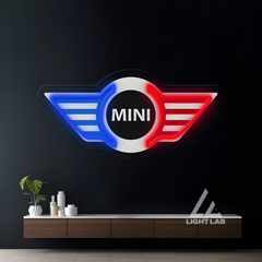 MINI Car Logo LED Neon Sign – UV Printed Neon Light for Car Enthusiasts and Home Decor