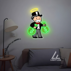 Monopoly Cash Neon Sign – UV Printed LED Light for Game Room or Home Decor