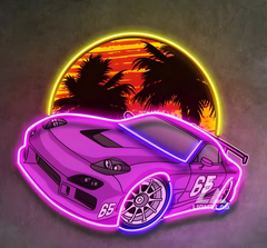 Racing Car Neon Sign for Kids Bedroom – UV Printed LED Wall Decor