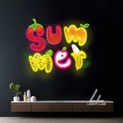 Summer Poster UV Neon Sign – LED Wall Decor for Home, Café, or Shop | Bright Neon Summer Vibe