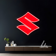Suzuki Logo LED Neon Sign – UV Printed Neon Light for Garage, Man Cave, or Home Decor
