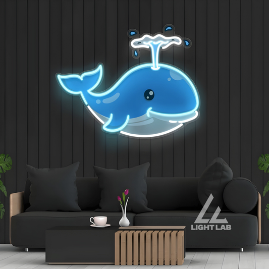 Whale Neon Sign Wall Decor for Home Bar Restaurant UV Neon